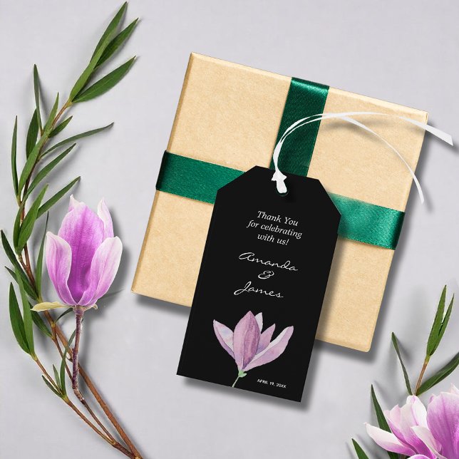 Watercolor Floral Vielen Dank Geschenkanhänger (Watercolor floral purple magnolia wedding thank you favor gift tags)