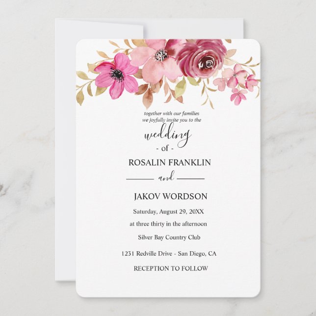 watercolor floral wedding einladung (Vorderseite)