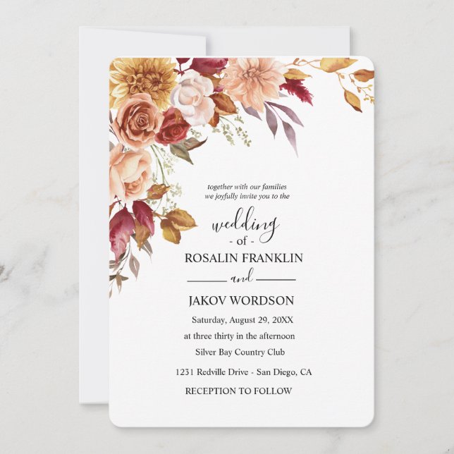 watercolor floral wedding Invitation (Devant)