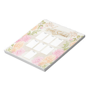 Watercolor Floral Weekly Plan Planer Notizblock