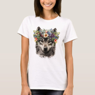 Watercolor Floral Wolf T-Shirt