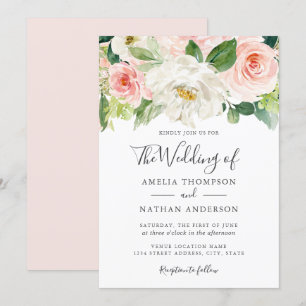 Watercolor Florals Blush Wedding Einladung