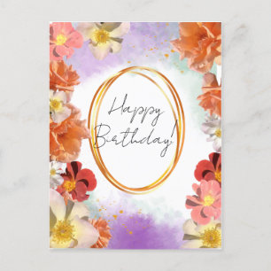 Watercolor Flororal gratulieren Feiertagspostkarte