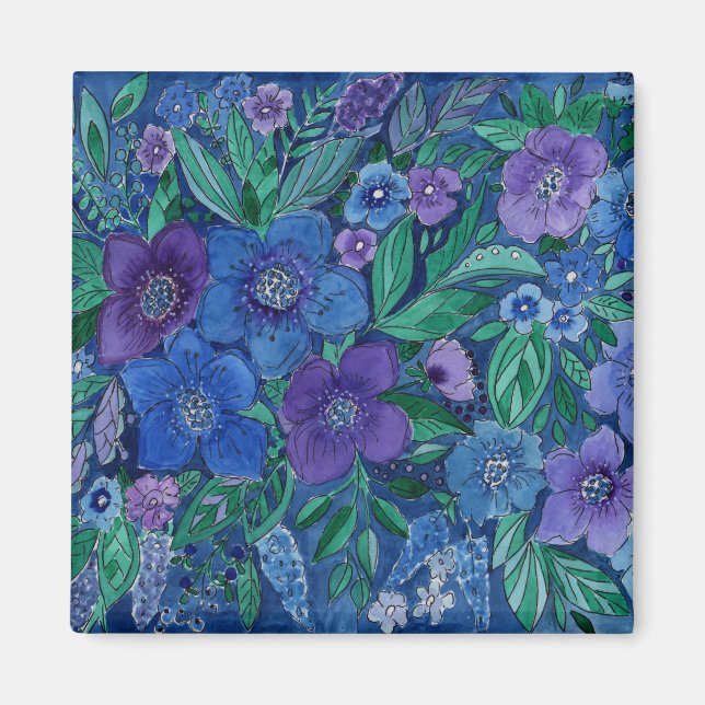 Watercolor, flower garden magnet (Vorne)