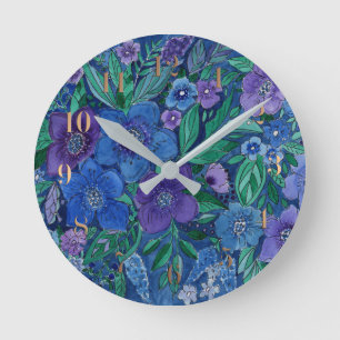 Watercolor, flower garden runde wanduhr
