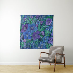 Watercolor, flower garden wandteppich