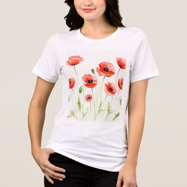 Watercolor flower illustration Tri-Blend shirt (Vorderseite)