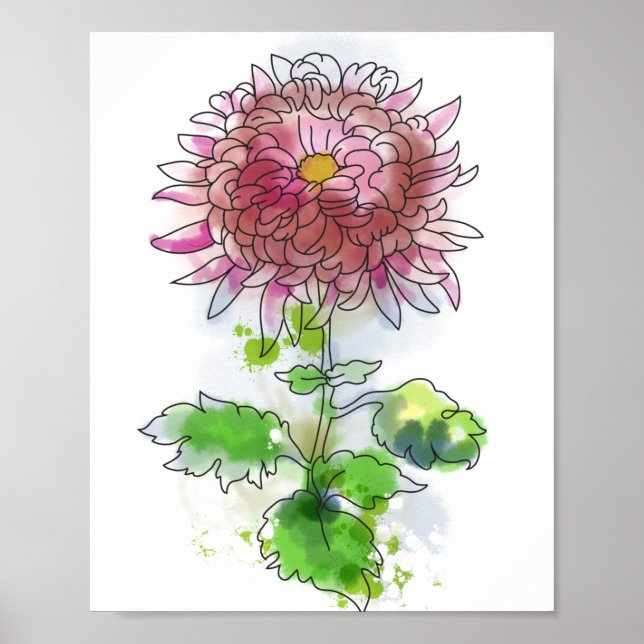 Watercolor flower, modern painting poster (Vorne)