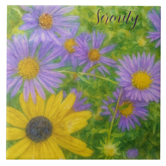 Watercolor Flowers Fliese (Vorderseite)