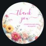 Watercolor Flowers Handwritten Script Thank You Runder Aufkleber<br><div class="desc">Elegant Modern Your Custom Text Watercolor Flowers Thank You Template Handwritten Script Classic Round Sticker.</div>