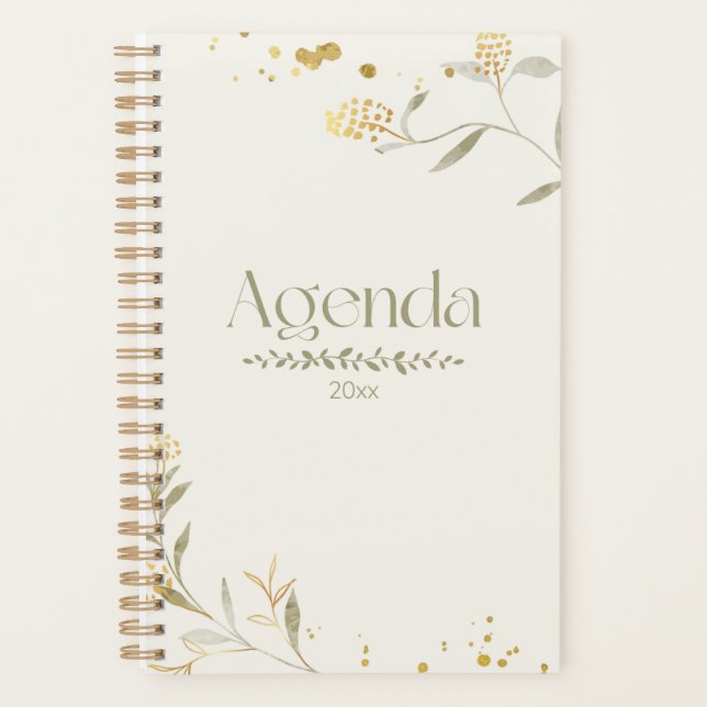 Watercolor Flowers Planner – Minimalist Design (Devant)