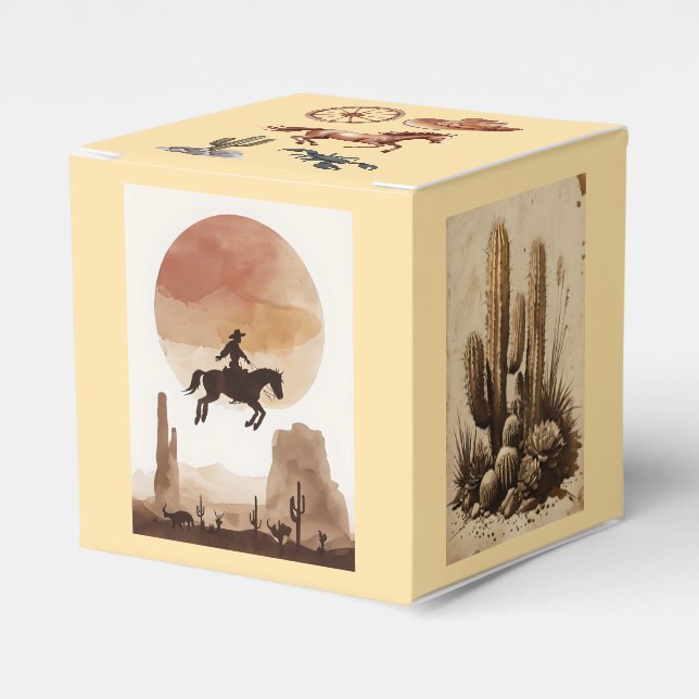 Watercolor Flying Cowboy Geschenkschachtel (Vorderseite)