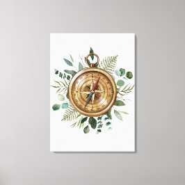 Watercolor Foliage Compass Leinwanddruck