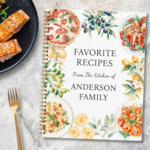 Watercolor Foods Personalized Family Recipe Book