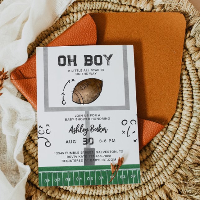 Watercolor Football Baby Shower Einladung (Von Creator hochgeladen)