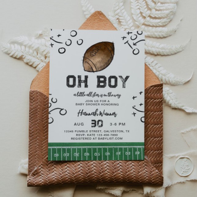 Watercolor Football Baby Shower Einladung (Von Creator hochgeladen)
