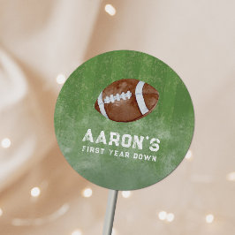 Watercolor Football Geburtstagsparty Runder Aufkleber