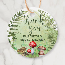 Watercolor Forest Ferns Mushrooms Grüne Skript Geschenkanhänger