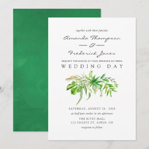 Watercolor Forest Green Faire-part de mariage