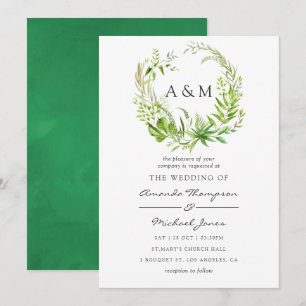 Watercolor Forest Greenerity Einladung zur Hochzei