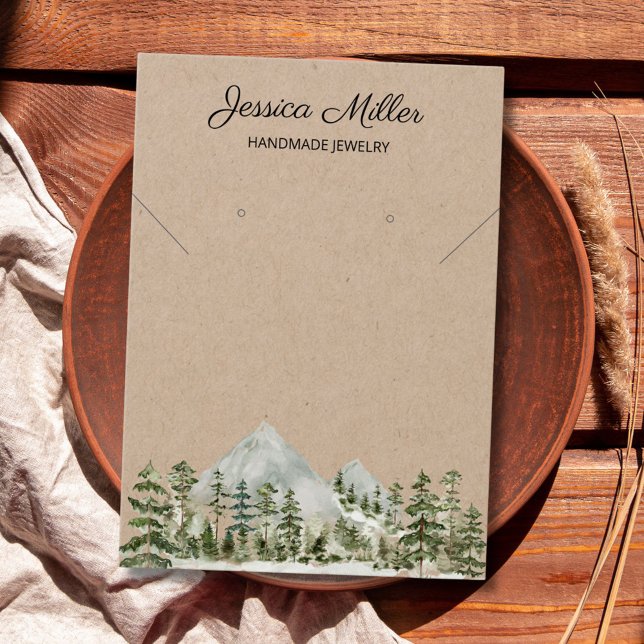 Watercolor Forest Jewelry Kraft Display Card (Close up)