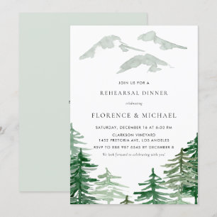 Watercolor Forest Winterwald Probe Abendessen Einladung