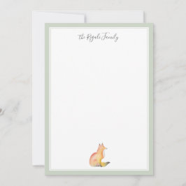 Watercolor Fox Personalized Stationery Mitteilungskarte