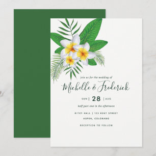 Watercolor Frangipani Beach Hochzeit Einladung