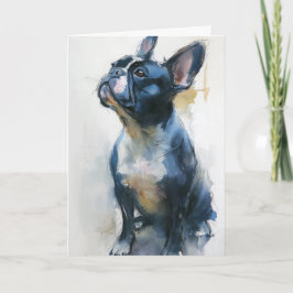 Watercolor French bulldog sitting Karte