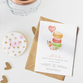Watercolor French Macaroons Baby Birthday Party Einladung