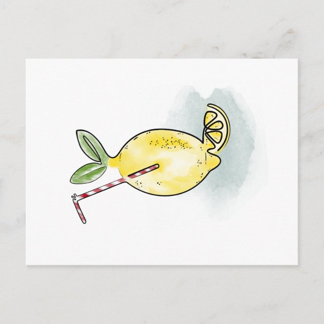 Watercolor Fresh Lemon Postkarte (Vorderseite)