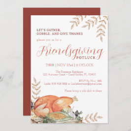 Watercolor Friendsgiving Potluck Diner Invitation