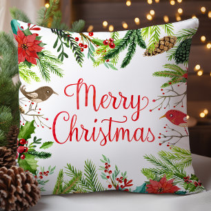 Watercolor Frohe Weihnachten Kissen