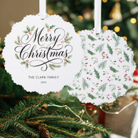 Watercolor Frohe Weihnachten Schrift Botanisch