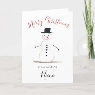 Watercolor Frohe Weihnachten Snowman Niece