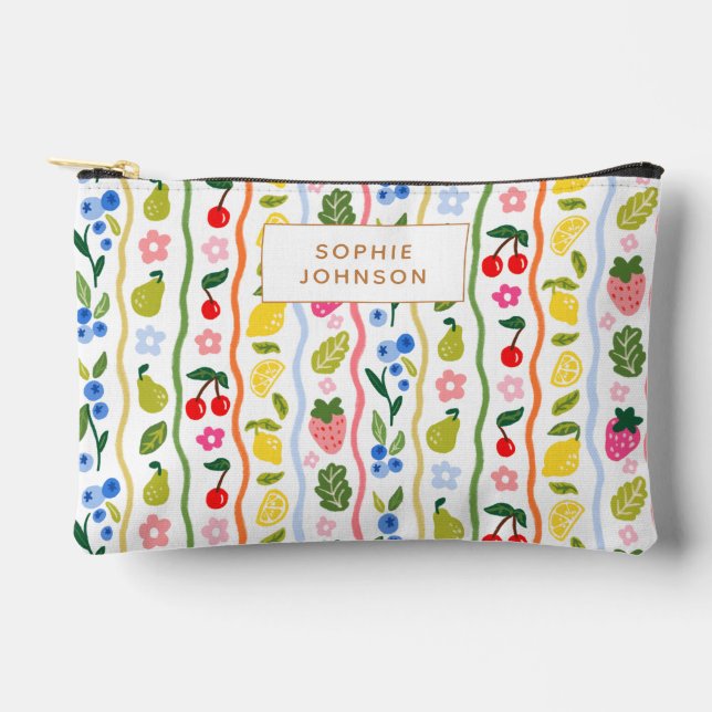 Watercolor Fruits Pattern Food Summer Personalized Zubehörtasche (Vorderseite)