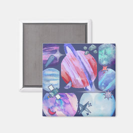 Watercolor Galaxy Patchwork Magnet