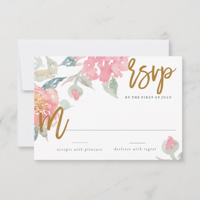WATERCOLOR GARDEN MARIAGE réponse carte RSVP (Devant)