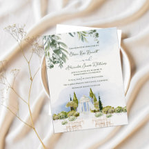 Watercolor Garden Pavilion Outdoor Wedding