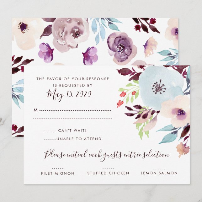Watercolor Garden Wedding UAWG Einladung (Vorne/Hinten)