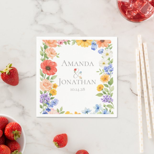Watercolor Garden Wild Flower Save The Date Serviette (Beispiel)