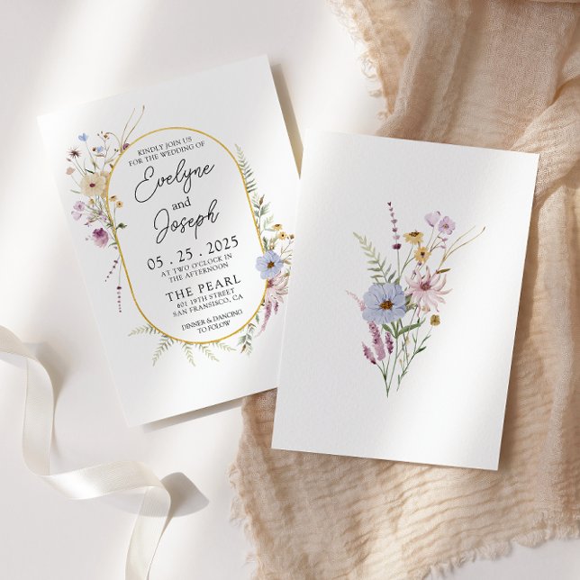 Watercolor Garden Wildblumen Boho Moderne Hochzeit Einladung (Von Creator hochgeladen)