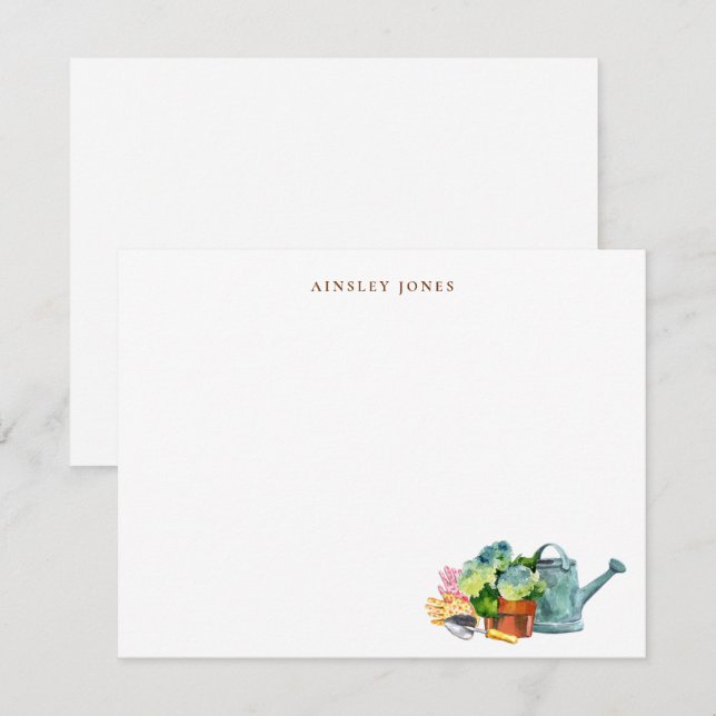 Watercolor Gardening Tools  Dankeskarte (Vorne/Hinten)