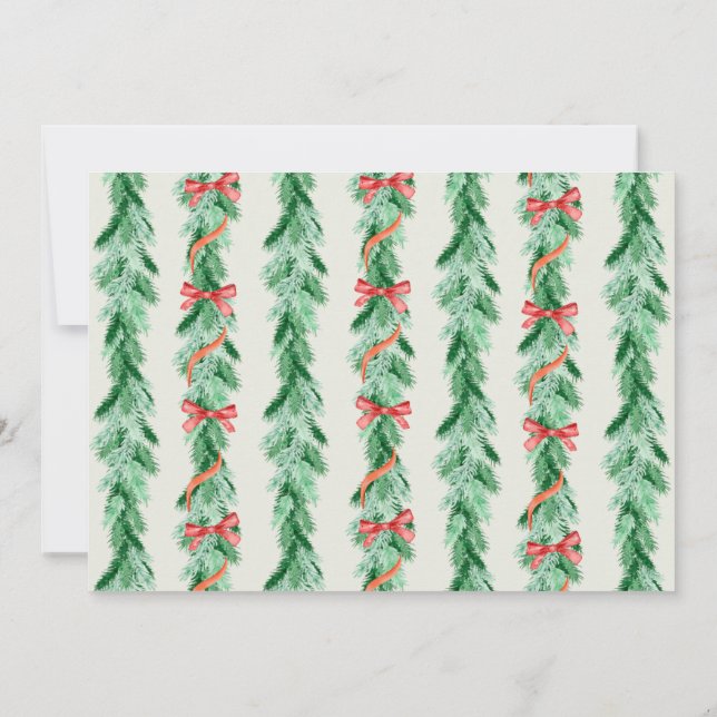Watercolor Garland Bow Urlaubskarte Einladung (Rückseite)