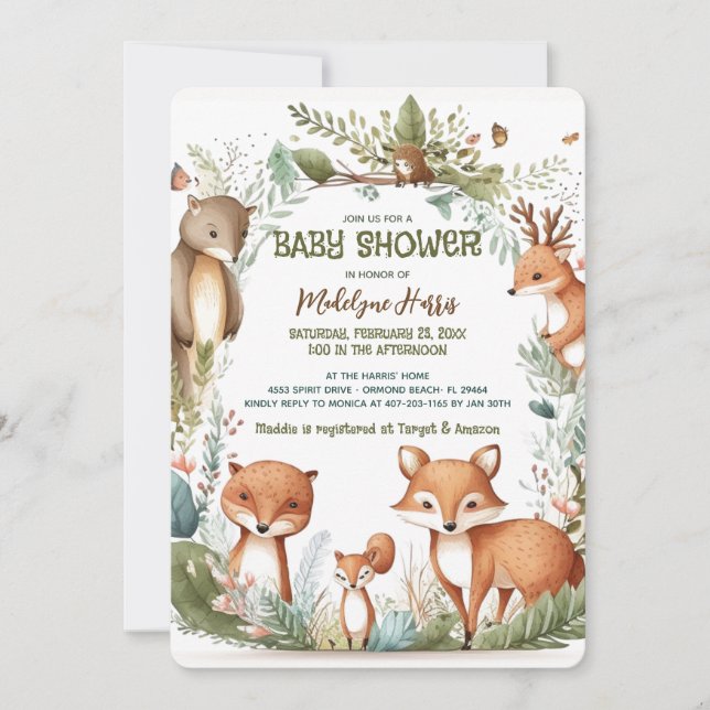 Watercolor-Gender-Neutral-Babydusche Einladung (Vorderseite)
