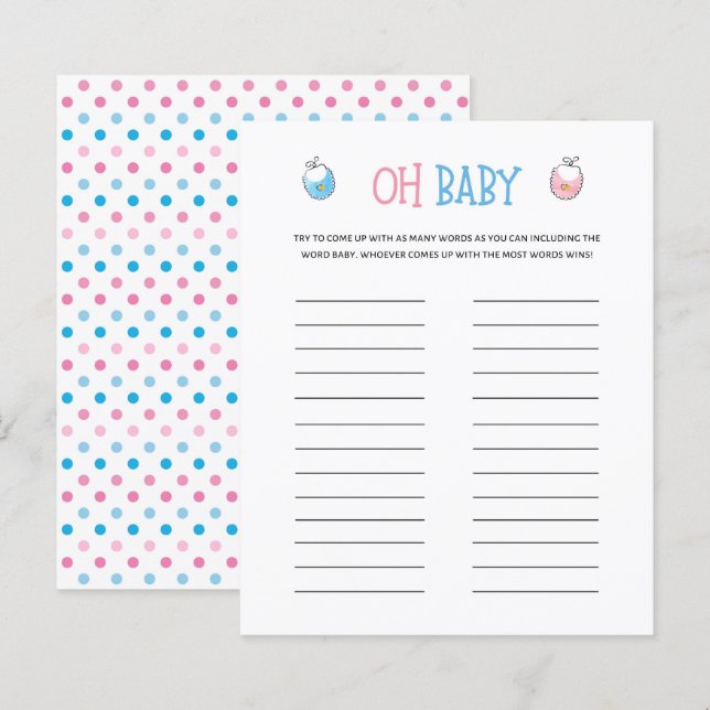 Watercolor Gender Reveal Oh Baby Game (Vorne/Hinten)