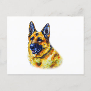 Watercolor German Shepherd Postkarte