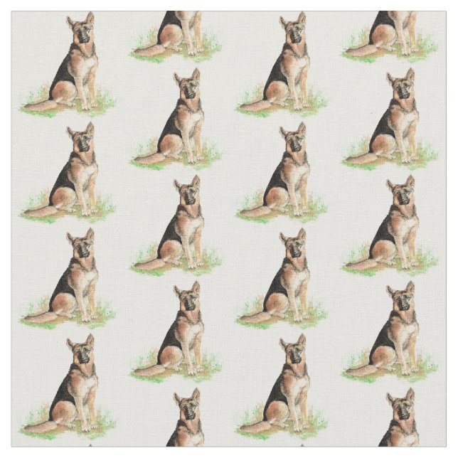 Watercolor German Shepherdog pet Stoff (Nahaufnahme)