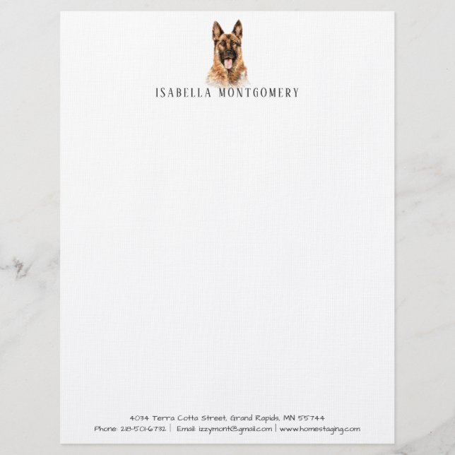 Watercolor German Shepherds Letterhead Briefbogen (Vorderseite)