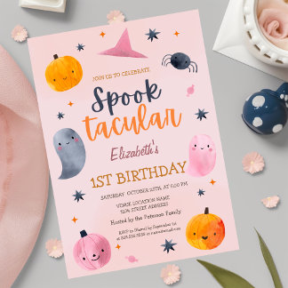 Watercolor Ghost Pumpkin Halloween Geburtstag Einladung